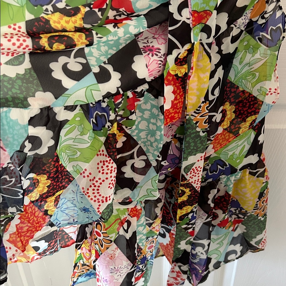 Colorful Patchwork Asymmetrical Wrap Around Dress - image 4